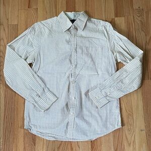 Gap Shirt Mens Medium Blue Orange Check Button Up Casual Preppy Cotton Church